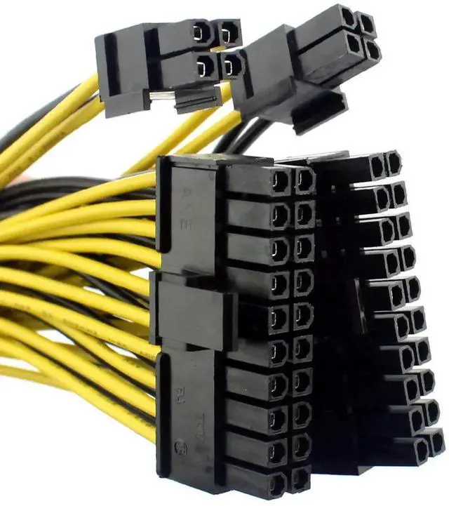 Alt view image 3 of 5 - Vszerda 10 Pack 20cm 18AWG 20+4 Pin Dual PSU ATX 24Pin Splitter Cable, Dual Power Supply Adapter Cord for Mining Rig