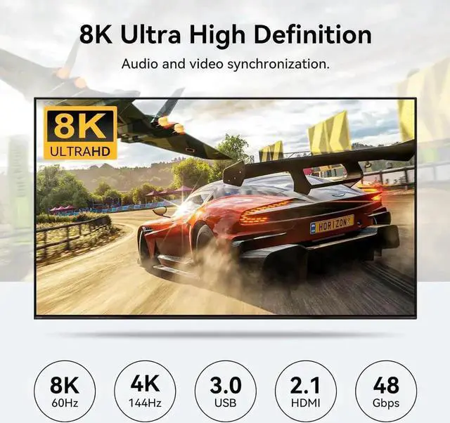 Alt view image 3 of 7 - Vszerda 4 Port Dual HDMI KVM Switch, 8K@60Hz 4K@120Hz USB3.0 KVM Switcher with Remote & Power Adapter for 4 PCs Share 2 Monitors & 4 USB 3.0 Devices, Support Mirror & Extend Display