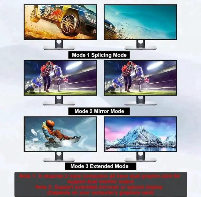 Alt view image 2 of 7 - Vszerda 4-Port Hybrid DP+HDMI Dual Monitor USB3.0 KVM Switch 4K@60Hz, 4 PCs Share 2 Displays, Built-in Audio, Mic & 3 USB3.0 Ports