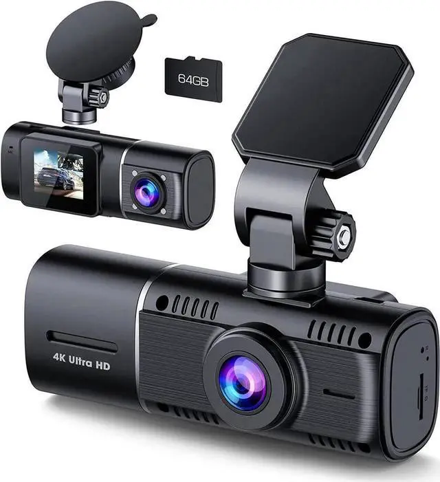 Main image of Vszerda 4K Dual Dash Cam Front & Cabin, 2160P Front + 1080P Interior IR Night Vision Car Camera with 64GB TF Card, Wide Angle Mini Driving Recorder with Parking Mode for Taxi & Private Car