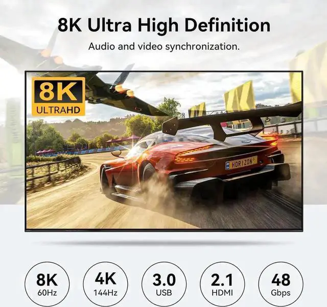 Alt view image 5 of 7 - Vszerda 4-Port Dual HDMI KVM Switch 4 In 2 Out, 8K@60Hz 4K@120Hz, 4 USB3.0 Ports
