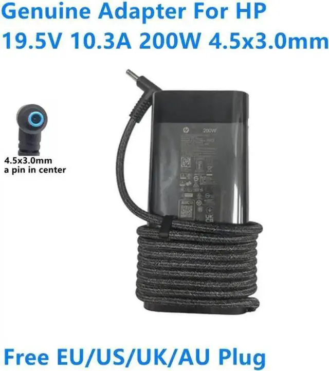 Main image of 200W 19.5V 10.3A AC DC Power Adapter 4.5x3.0mm Blue Tip Replacement for HP TPN-LA21 TPN-DA21 L73385-001, Compatible with OMEN 15, ZBOOK 17 G3 G4 G5 Gaming & Workstation Laptop Charger Power Supply
