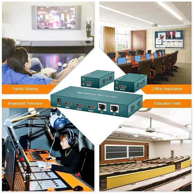 Alt view image 7 of 7 - Vszerda 1x2 HDMI Extender Splitter Over Cat5e/Cat6/Cat7, 1080P 3D, Up to 165FT/50M, Dual Output + Dual Local HDMI Loop Out