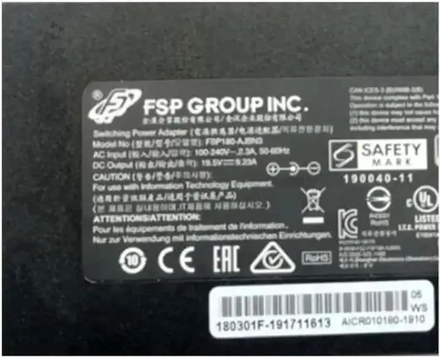 Alt view image 2 of 2 - Vszerda 180W AC Adapter 19.5V 9.23A DC 5.5×2.5mm FSP180-AJBN3 Charger for MAG-15 XNE15E19 EG-LP5-BK Gaming Laptops