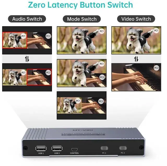 Alt view image 3 of 5 - Vszerda MT-VIKI 2x1 HDMI KVM Multiviewer, 2024 Upgraded Version with PIP, Seamless Switch 4K@30Hz & Hotkey Control