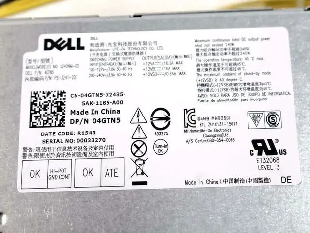 Alt view image 2 of 4 - 240W SFF Power Supply H62JR Replacement PSU Compatible with Dell Optiplex 3040 3650 3656 5040 7040 SFF, Fits B240NM-00 HU240AM-00 AC240EM-00 THRJK 4GTN5 4R1KT D7GX8 HGRMH 2P1RD 3RK5T 6WX7D 0M1C3 J1J77