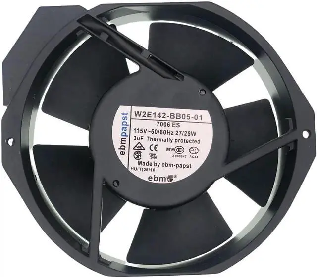 Main image of Vszerda W2E142-BB05-01 7006ES Replacement Axial Cooling Fan, 115V 27/28W 172×150×38mm 2-Pin Metal Cabinet Fan