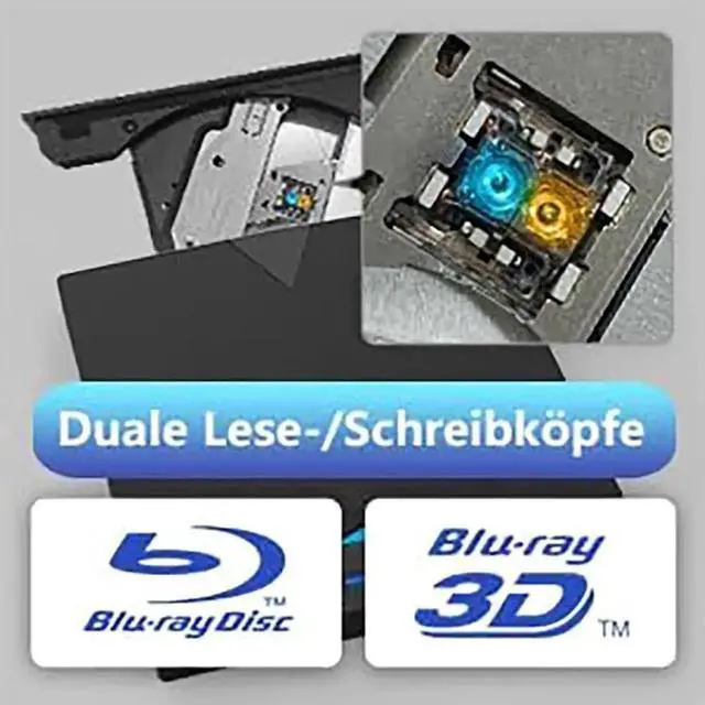 Alt view image 3 of 7 - Vszerda 7-in-1 Slim Portable 3D External Blu Ray Burner USB3.0 Type-C BD CD DVD RW Reader Writer Compatible with Windows MacBook Desktop PC