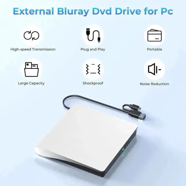 Alt view image 7 of 7 - Vszerda Portable 3D External Blu Ray Burner USB3.0 Type-C BD CD DVD RW Optical Drive, Supports 50GB Disc Read Write Compatible with Windows XP/7/8/10/11 Mac OS Laptop Desktop Mac