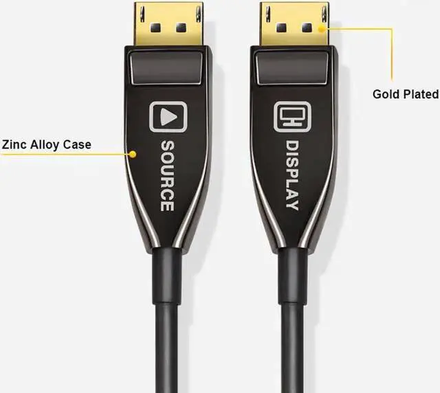 Alt view image 5 of 5 - Vszerda DP 1.4 Fiber Optic AOC Cable,DisplayPort to DisplayPort 8k@60HZ 4K@144Hz Male to Male Cable - (DP to DP Cable) Black - 82 ft/ 25m