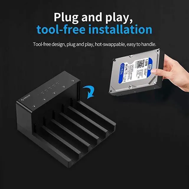 Alt view image 2 of 7 - Vszerda USB 3.0 to SATA 5-Bay Hard Drive Docking Station with Offline Clone Function, Supports 2.5/3.5 Inch HDD SSD, Up to 10TB per Drive