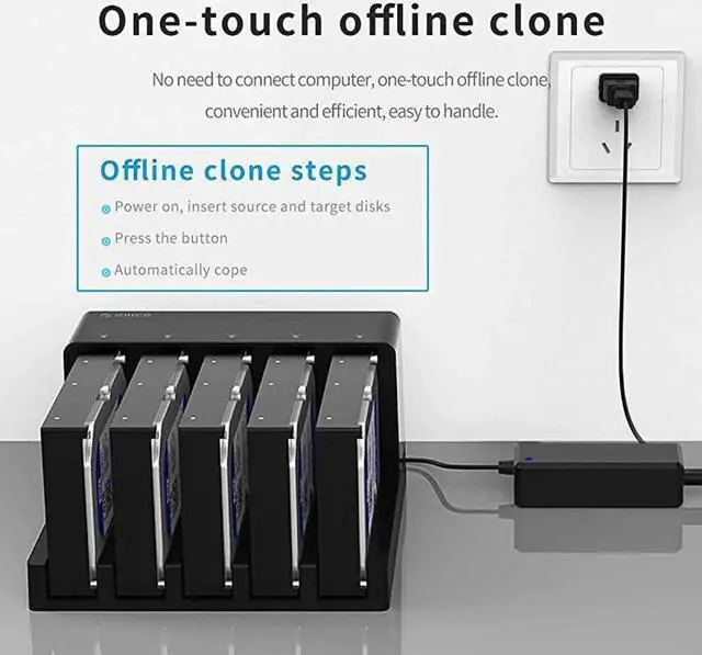 Alt view image 4 of 7 - Vszerda USB 3.0 to SATA 5-Bay Hard Drive Docking Station with Offline Clone Function, Supports 2.5/3.5 Inch HDD SSD, Up to 10TB per Drive