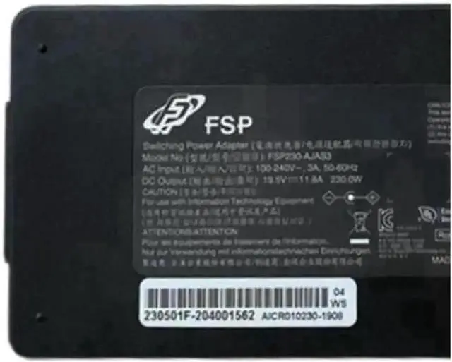 Alt view image 2 of 2 - Vszerda 230W 19.5V 11.8A AC DC Power Adapter 5.5x2.5mm DC Tip Replacement for FSP FSP230-AJAS3 High Performance Gaming Laptop Charger Power Supply