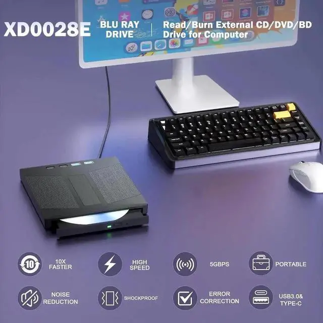 Alt view image 4 of 7 - 7 IN 1 Multifunctional External Blu Ray Burner USB3.0 Type-C Optical Drive, Supports 100G BDXL Disc Read Write, BD DVD CD RW Reader Writer Compatible with Windows Mac OS Linux Laptop Desktop PC