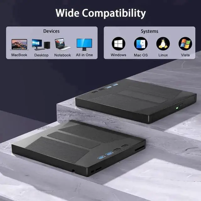 Alt view image 7 of 7 - 7 IN 1 Multifunctional External Blu Ray Burner USB3.0 Type-C Optical Drive, Supports 100G BDXL Disc Read Write, BD DVD CD RW Reader Writer Compatible with Windows Mac OS Linux Laptop Desktop PC