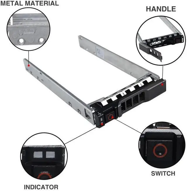Alt view image 4 of 5 - 10 Pack 2.5 Inch SFF SAS SATA NVMe SSD Hard Drive Tray Caddy PN G176J 0G176J Hot Swap Carrier Compatible with Dell PowerEdge 12G 13G 14G T440 T640 R630 R730 R730XD T430 T630 R830 R930 R720 R820 R920 S