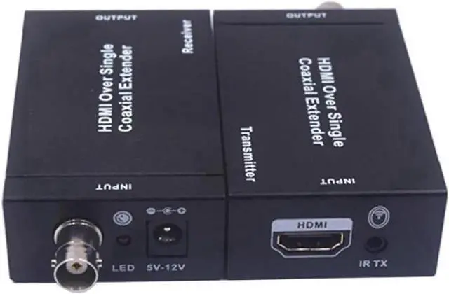 Alt view image 5 of 6 - Vszerda 1080P HDMI Over Single Coaxial Extender Transmitter Receiver Kit, IR Remote Control Support, Max 100m Transmission Distance via Coax Cable
