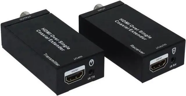 Alt view image 6 of 6 - Vszerda 1080P HDMI Over Single Coaxial Extender Transmitter Receiver Kit, IR Remote Control Support, Max 100m Transmission Distance via Coax Cable