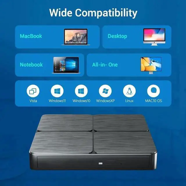 Alt view image 6 of 7 - Vszerda Slim External 3D Blu Ray DVD Drive USB3.0 Type-C BD CD RW Optical Drive Compatible with Windows XP/7/8/10/11 Mac OS Laptop Desktop PC