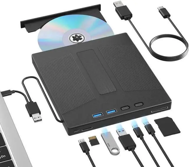 Main image of Vszerda 7-in-1 External Blu Ray Burner USB3.0 Type-C Optical Drive with SD TF Card Reader, Supports 100G BDXL Disc R/W Compatible with Windows Mac OS Linux Laptop Desktop PC