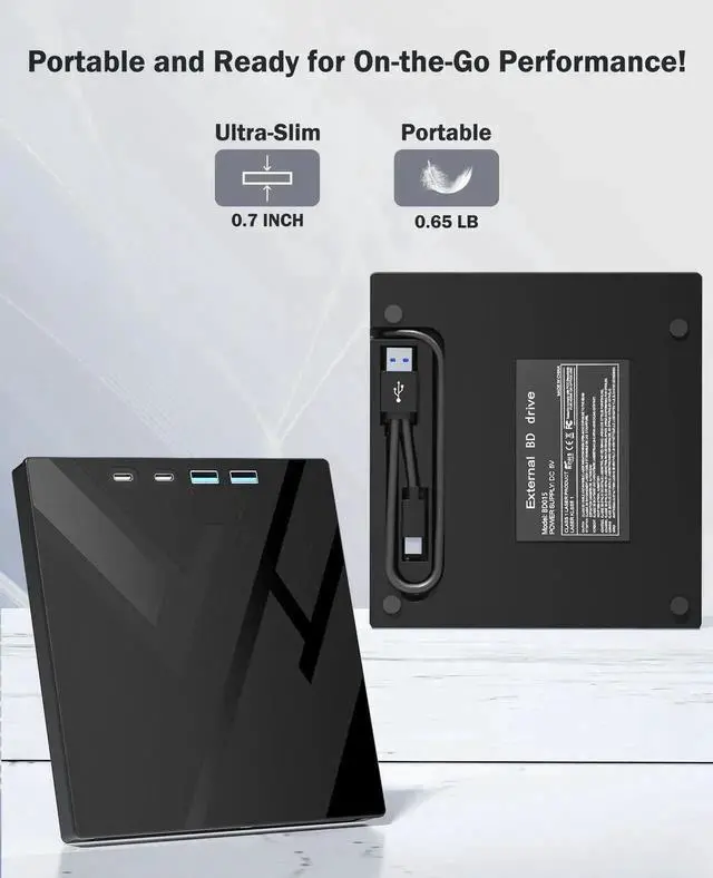 Alt view image 6 of 7 - Vszerda 7-in-1 Multifunctional External Blu Ray Burner USB3.0 Type-C Optical Drive with SD TF Card Reader, Supports 100G BDXL Disc Read & Write Compatible with Windows Linux Mac OS Laptop Desktop PC