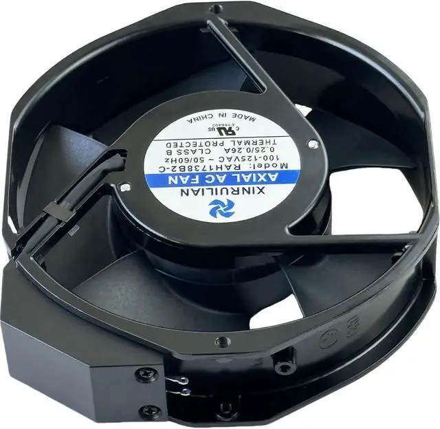Alt view image 2 of 7 - Vszerda XINRUILIAN RAH1738B2-C AC Axial Cooling Fan 100-125VAC 0.25/0.26A 50/60Hz 172×150×38mm Industrial Cabinet Fan with 2-Pin BTH Connector