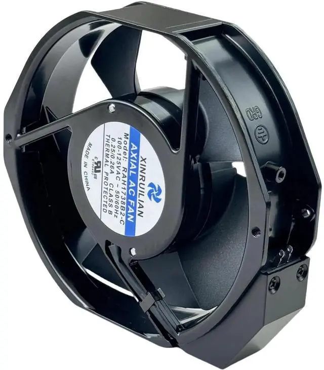 Alt view image 5 of 7 - Vszerda XINRUILIAN RAH1738B2-C AC Axial Cooling Fan 100-125VAC 0.25/0.26A 50/60Hz 172×150×38mm Industrial Cabinet Fan with 2-Pin BTH Connector