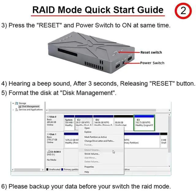 Alt view image 4 of 7 - Vszerda 20Gbps USB-C Dual M-Key NVMe RAID Enclosure with Cooling Fan, Support RAID0/RAID1/JBOD/BIG Mode