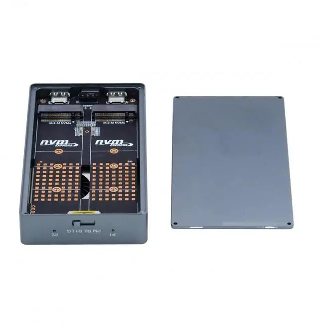 Main image of Vszerda 20Gbps USB-C Dual M-Key NVMe RAID Enclosure with Cooling Fan, Support RAID0/RAID1/JBOD/BIG Mode