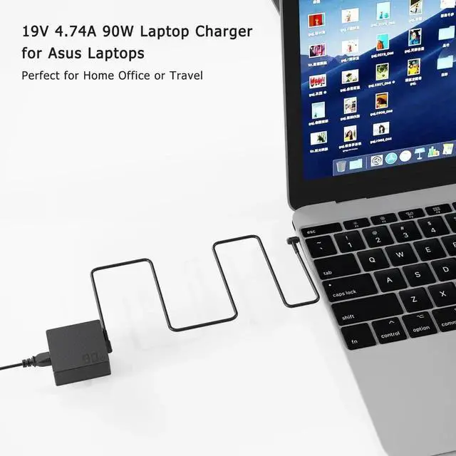 Alt view image 3 of 7 - Vszerda 90W Laptop Charger 4.5×3.0mm Tip A19-090P2A for ASUS Vivobook 14X 15X S14 S15 S16 OLED Flip TP3604 Series