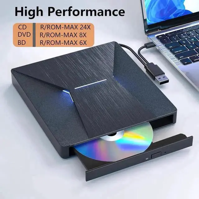 Alt view image 4 of 7 - Vszerda Slim External 3D Blu Ray Drive USB3.0 Type-C BD CD DVD Reader Writer Burner Compatible with Windows XP/7/8/10 Laptop Desktop PC