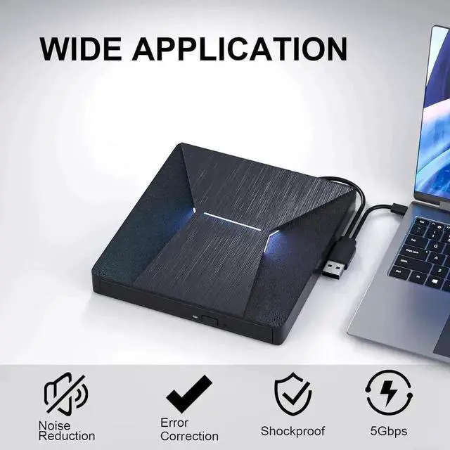 Alt view image 5 of 7 - Vszerda Slim External 3D Blu Ray Drive USB3.0 Type-C BD CD DVD Reader Writer Burner Compatible with Windows XP/7/8/10 Laptop Desktop PC