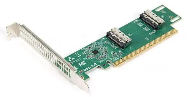 Main image of Vszerda PCIe 5.0 x16 to Dual MCIO 8i SFF-TA-1016 VROC Adapter Card, Mini Cool Edge IO Converter for Motherboard NVMe SSD & GPU Extension