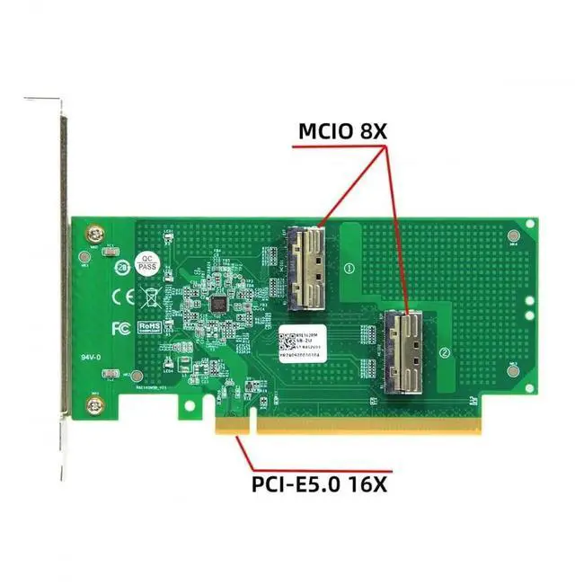 Alt view image 7 of 7 - Vszerda PCIe 5.0 x16 to Dual MCIO 8i SFF-TA-1016 VROC Adapter Card, Mini Cool Edge IO Converter for Motherboard NVMe SSD & Graphics Card Expansion