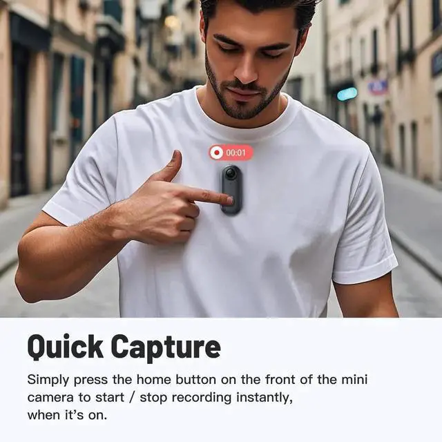 Alt view image 5 of 7 - Vszerda Black 128GB 1080P FHD Mini Wearable Body Camera, Thumb-Size Hands-Free Mountable Body Worn Camcorder for Security Guard Work Travel Recording