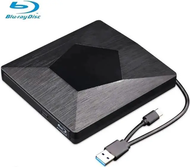 Main image of Vszerda Black Ultra Slim USB 3.0 Type-C External 3D Blu-ray BD CD DVD RW Burner Drive Compatible with Mac OS Windows XP/7/8/10 Laptop Desktop PC