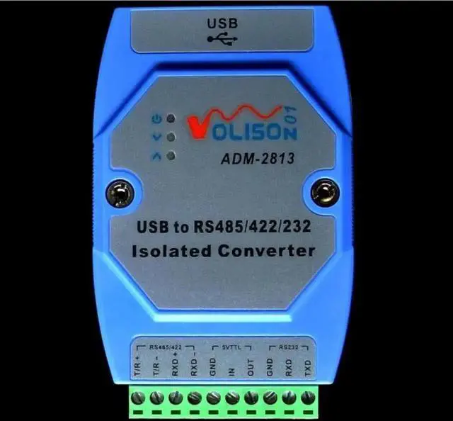 Alt view image 4 of 6 - Vszerda ADM-2813 Industrial USB to RS485 RS422 RS232 TTL Converter, FT232 Chip with Photoelectric Isolation, DIN Rail Mount Serial Adapter