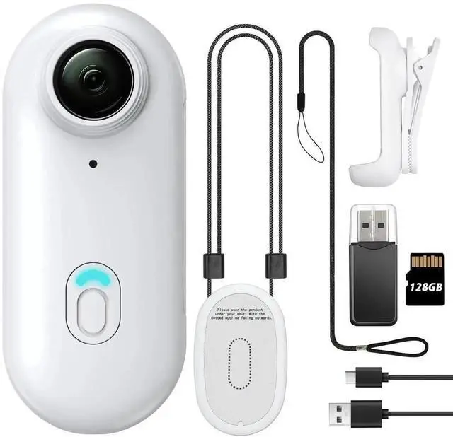 Main image of Vszerda White 28GB 1080P FHD Mini Wearable Body Camera, Thumb-Size Hands-Free Mountable Action Cam for Pet Walking, Work & Travel Recording