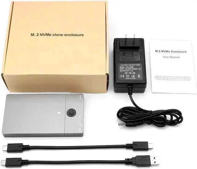 Alt view image 7 of 7 - Vszerda Dual-Bay M.2 NVMe SSD Docking Station with Offline Clone Duplicator, 10Gbps USB-C & USB-A Interface, M-Key NVMe Enclosure Supports 2230/2242/2260/2280 SSDs Up to 8TB Per Slot