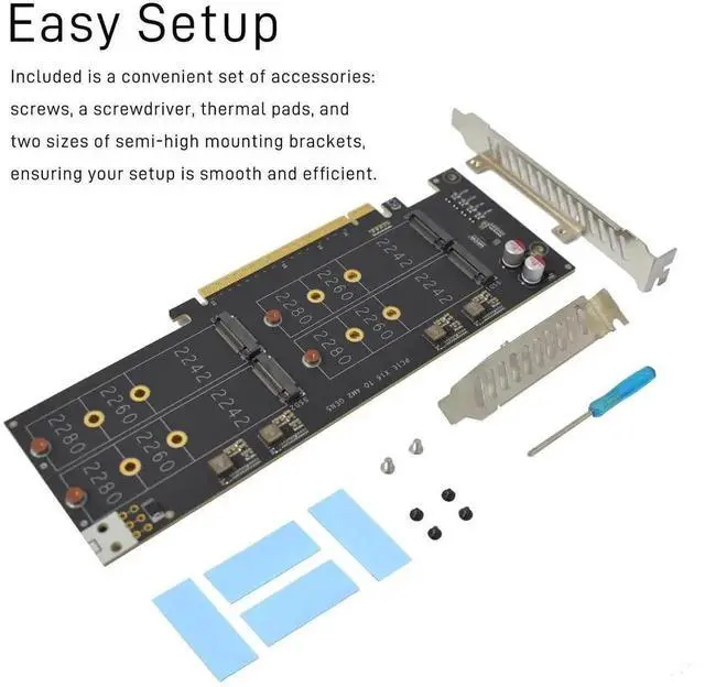 Alt view image 6 of 7 - Vszerda 4-Bay PCIe 5.0 M.2 NVMe Expansion Card, Supports M-Key SSD 2242/2260/2280