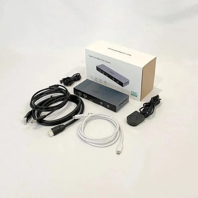 Alt view image 4 of 7 - Vszerda MT-VIKI 2-Port Hybrid USB-C HDMI KVM Switch 4K@60Hz, 65W PD Charging, Compatible with MacBook & Desktop PC, Complete Cables Included