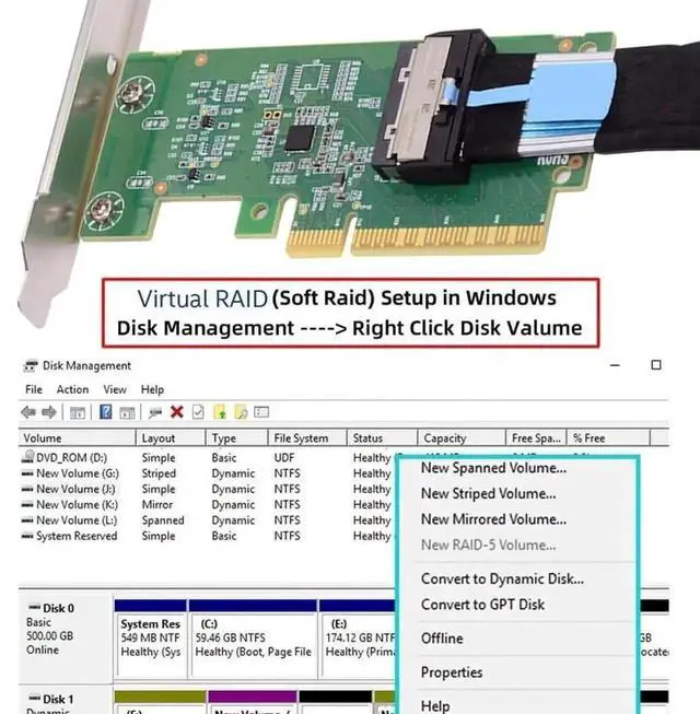 Alt view image 5 of 7 - Vszerda PCIe 5.0 x8 to MCIO 8i SFF-TA-1016 VROC Adapter Card, Mini Cool Edge IO Converter for Motherboard NVMe SSD & GPU Expansion