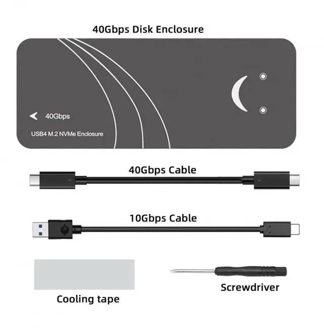 Alt view image 7 of 7 - Vszerda USB4 40Gbps NVMe M-Key SSD Enclosure, PCIe4.0 x4 ASM2464 Chip, Type-C Dual Speed 40Gbps/20Gbps