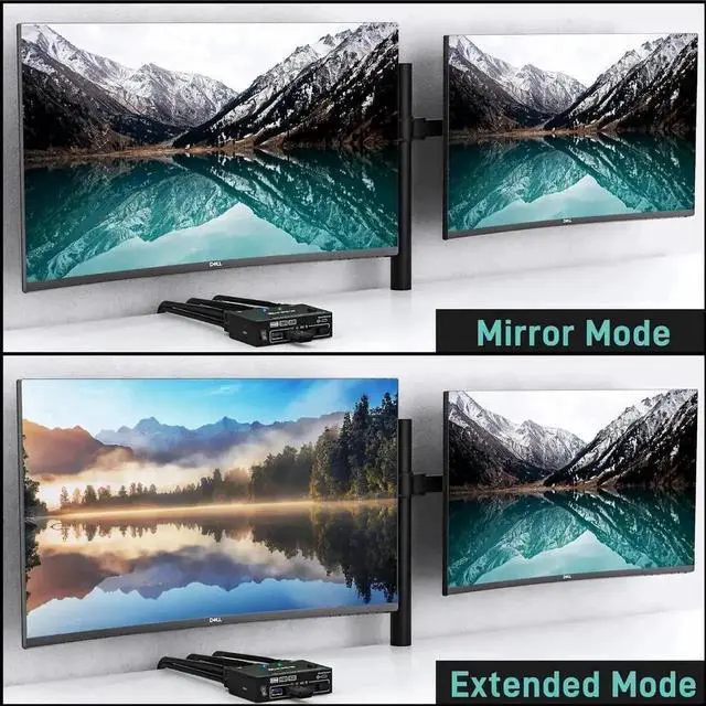 Alt view image 4 of 7 - Vszerda 2 In 2 Out Dual Monitor USB 3.0 HDMI KVM Switch 4K@60Hz with EDID & Wired Remote, 2 PCs Share 2 Monitors, Keyboard, Mouse, Printer & Scanner