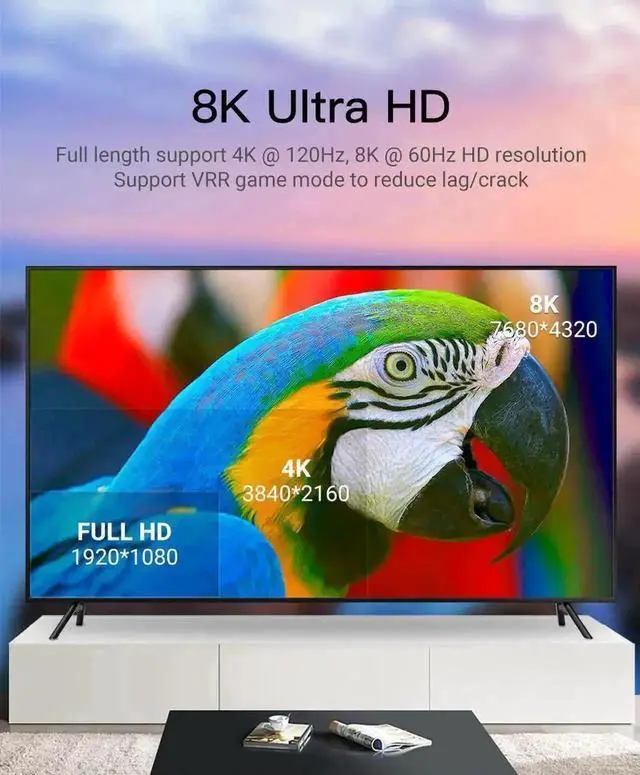 Alt view image 3 of 6 - Vszerda 100FT/30M Fiber Optic HDMI 2.1 Cable, 48Gbps Ultra High Speed Supports 8K@60Hz (7680×4320) 4K@120Hz eARC HDR10 HDCP 2.2/2.3 3D for Xbox PS5 Apple TV Gaming PC