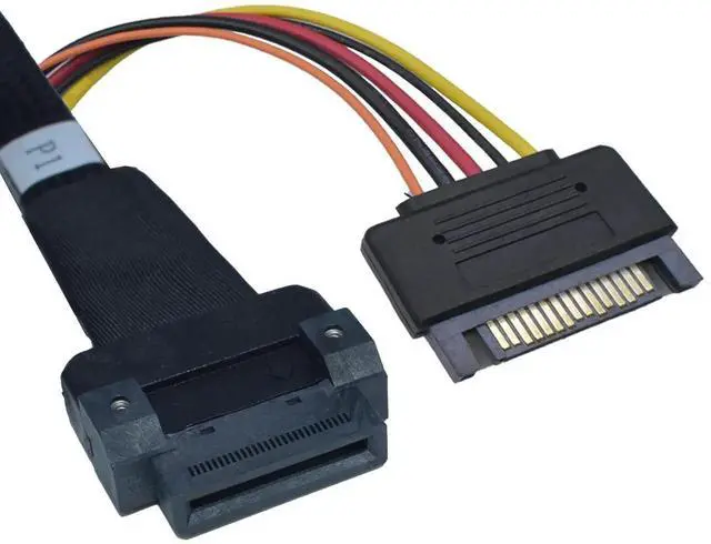Alt view image 2 of 5 - Vszerda PCIe 5.0 MCIO x8 to Dual EDSFF E1/E3 SSD Cable with 15Pin Power, 65cm (2.1ft), Supports E1.S/E1.L/E3.S/E3.L