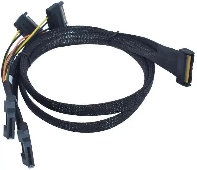 Alt view image 5 of 5 - Vszerda PCIe 5.0 MCIO x8 to Dual EDSFF E1/E3 SSD Cable with 15Pin Power, 65cm (2.1ft), Supports E1.S/E1.L/E3.S/E3.L
