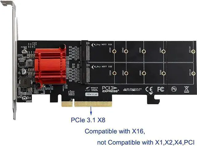 Alt view image 4 of 6 - Vszerda M.2 M Key NVMe PCIe 3.1 Adapter Card, Fits 2230-22110 SSD with Low Profile Bracket