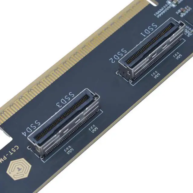 Alt view image 2 of 6 - Vszerda PCIe 5.0 x16 to 2 Upward MCIO x8 Adapter Card, Support 4 U.2 NVMe SSD Gen5 Storage Card