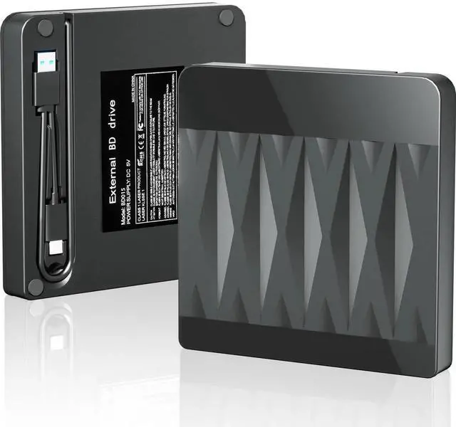 Main image of Vszerda Portable External Blu Ray Drive Supports 50G Disc Read Write, USB3.0 Type-C 3D BD DVD CD Burner Compatible with Windows Mac OS Linux Laptop Desktop PC
